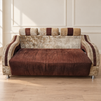 3-Seater Brown and Beige Fabric Sofa - Regularly Used - Delhi