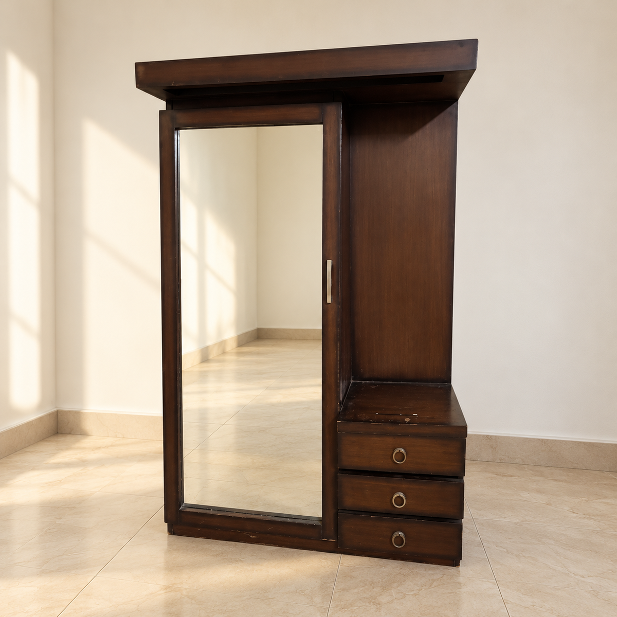 Narsons Wooden Dressing Table with Mirror and Drawers, pre-owned with visible wear, giveasy hero