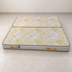 Sleepwell mattress pair with yellow patterned covers, pre-owned, giveasy hero