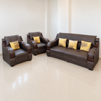 3+1+1 Brown Leatherette Sofa Set - hero