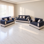 Navy and cream fabric 7-seater sofa set, 3+2+2 - hero