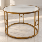 Round marble-top metal centre table - hero