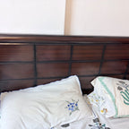 Wooden Double bed with storage cabinet and mattress photo 1
