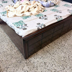 Wooden Double bed with storage cabinet and mattress photo 2