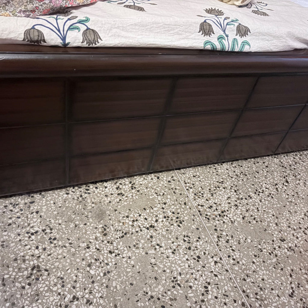 Wooden Double bed with storage cabinet and mattress photo 4