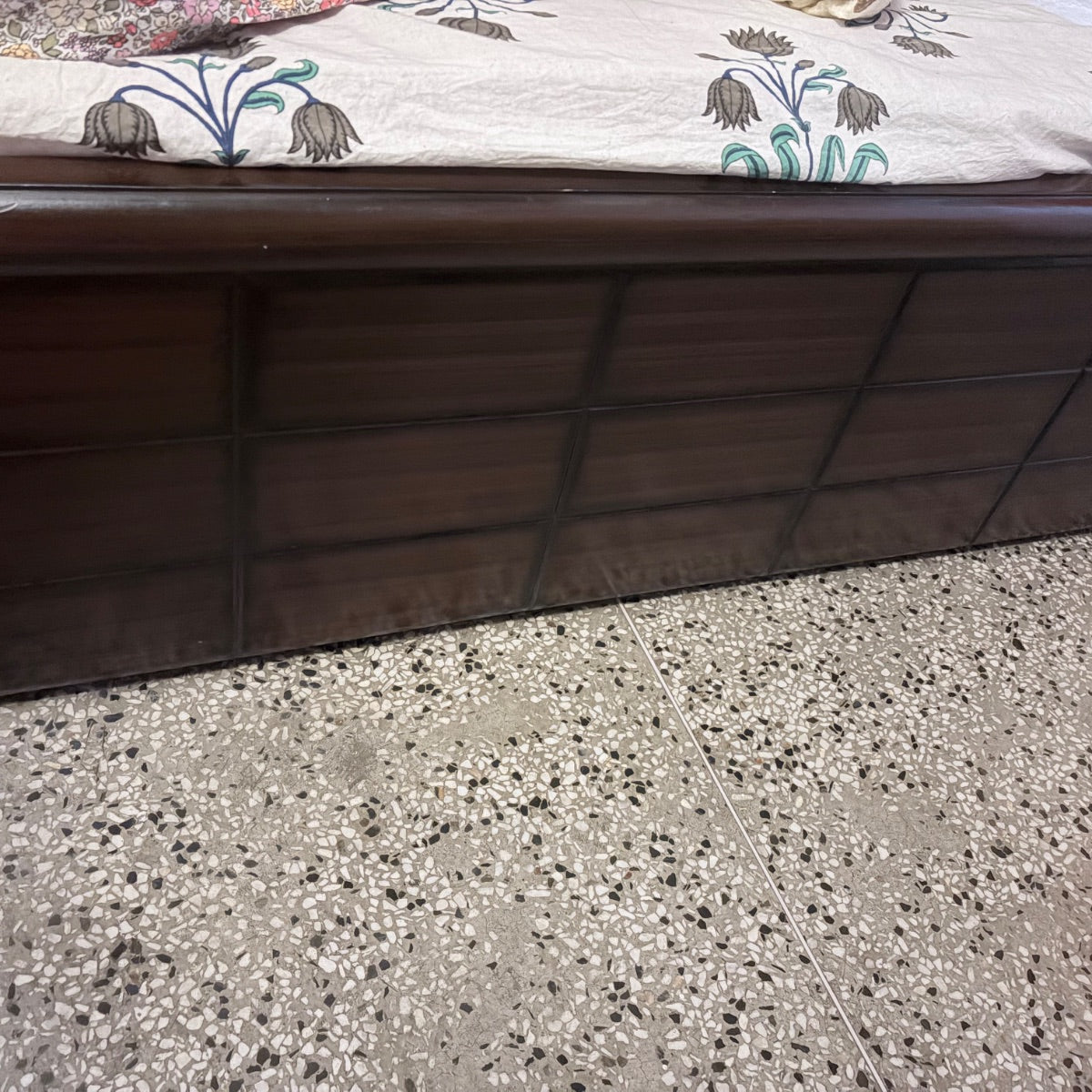 Wooden Double bed with storage cabinet and mattress photo 4