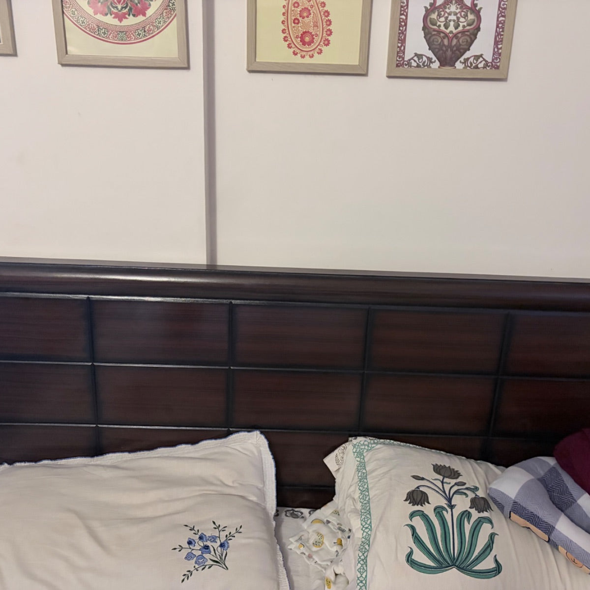 Wooden Double bed with storage cabinet and mattress photo 5