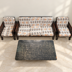 Wooden sofa set with worn centre table - giveasy hero