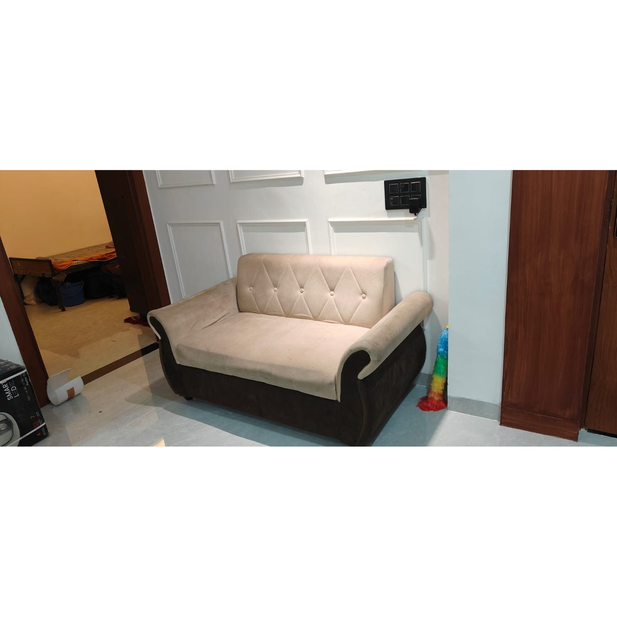 Beige Velvet Sofa Set, 3+2 - photo 1