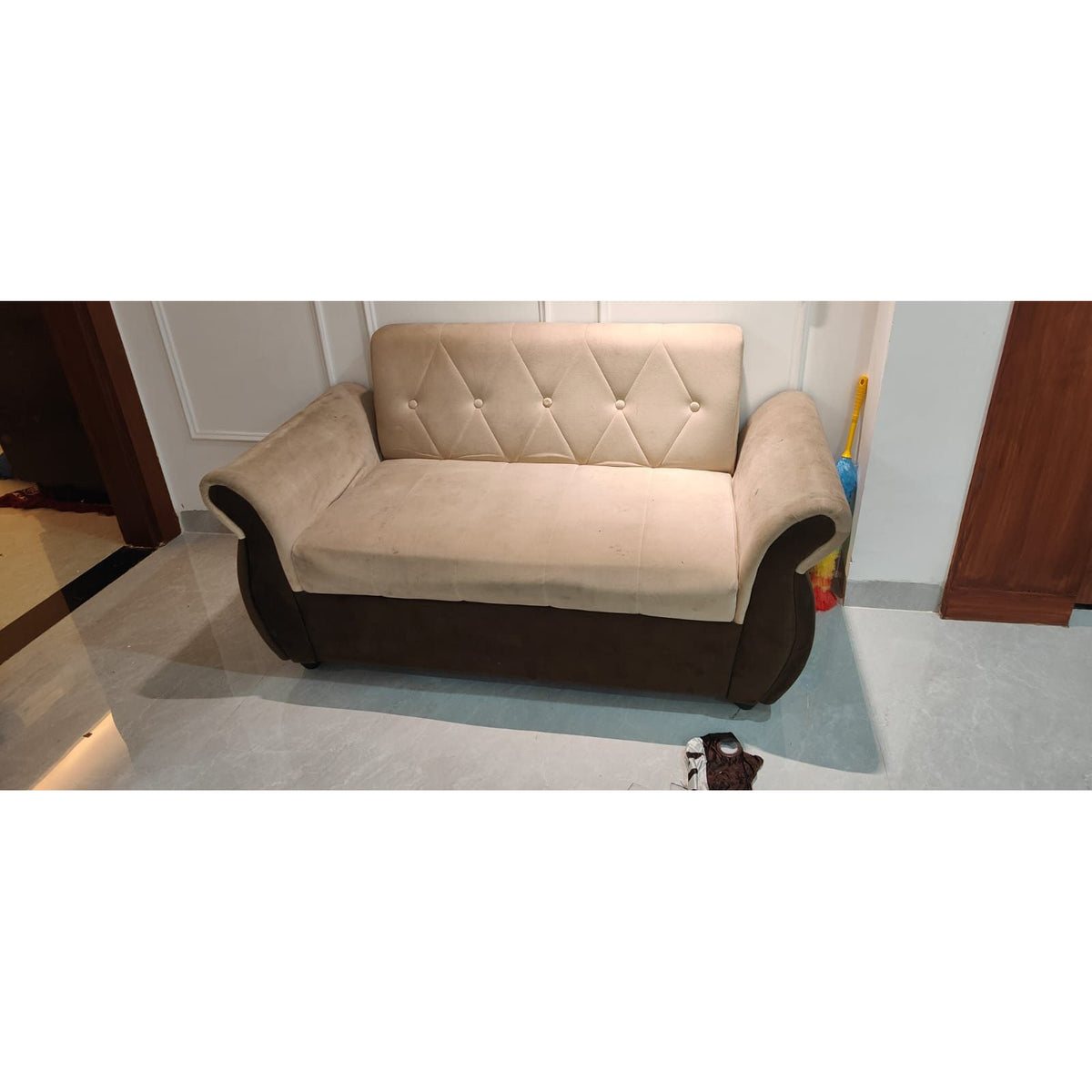 Beige Velvet Sofa Set, 3+2 - photo 3