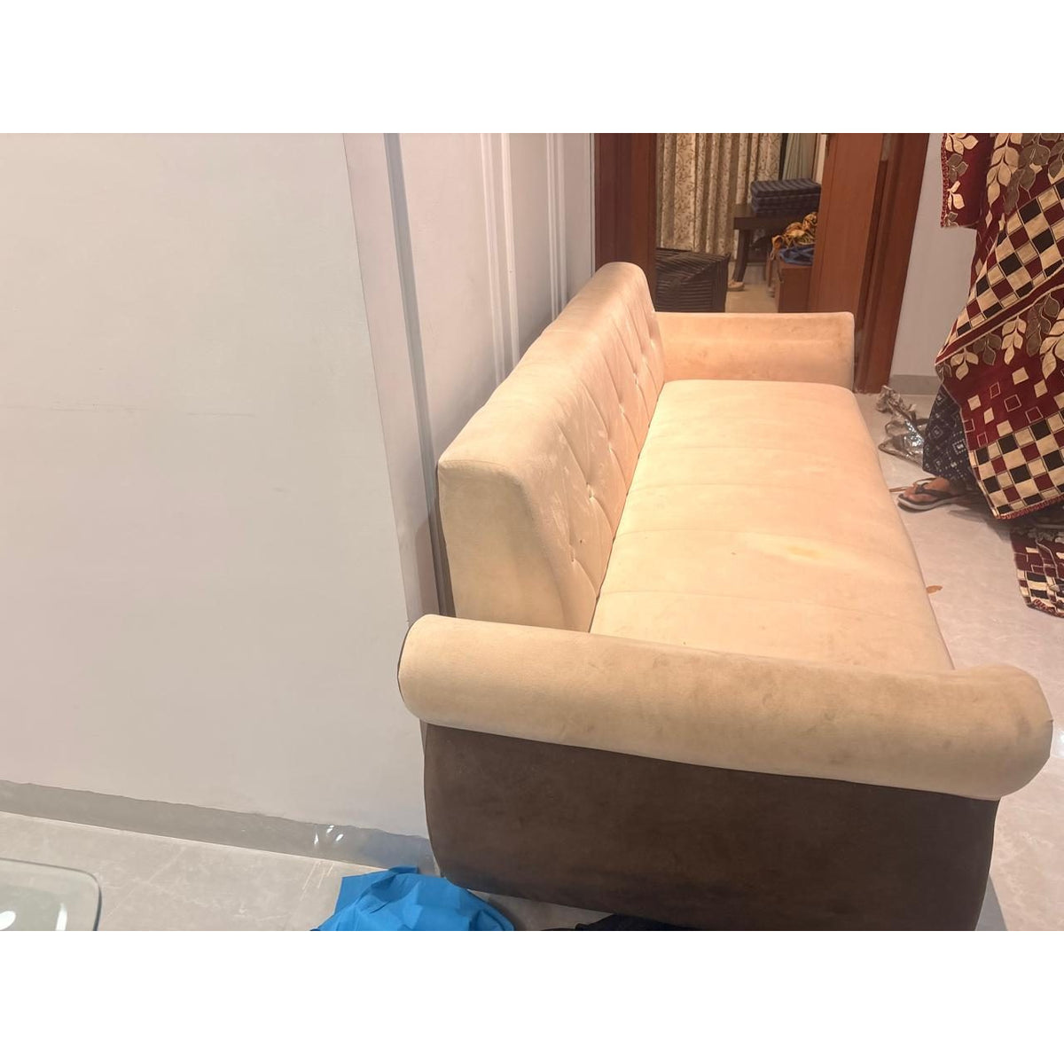 Beige Velvet Sofa Set, 3+2 - photo 6