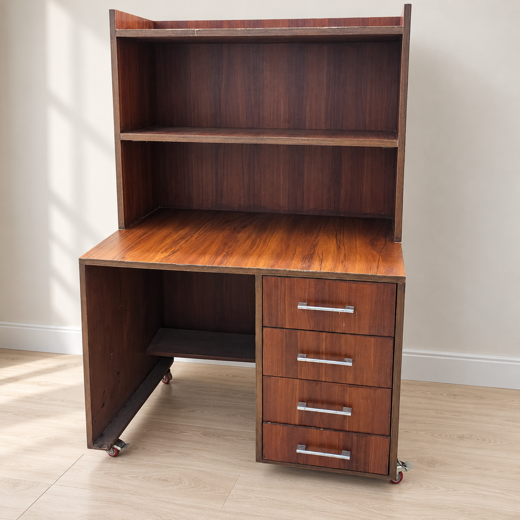 Study Desk with Hutch, Four Drawers and Wheels - giveasy hero