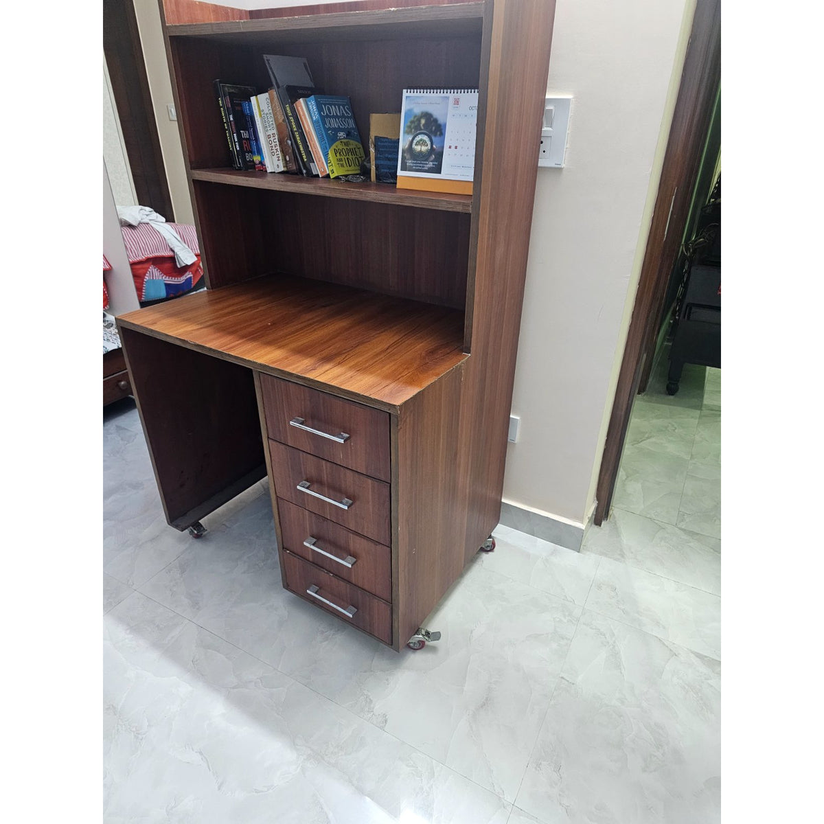 Study Desk with Hutch, Four Drawers and Wheels - photo 5