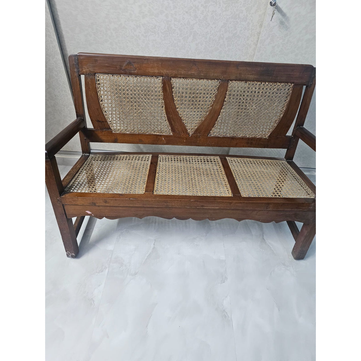 Wooden Cane Bench - photo 1