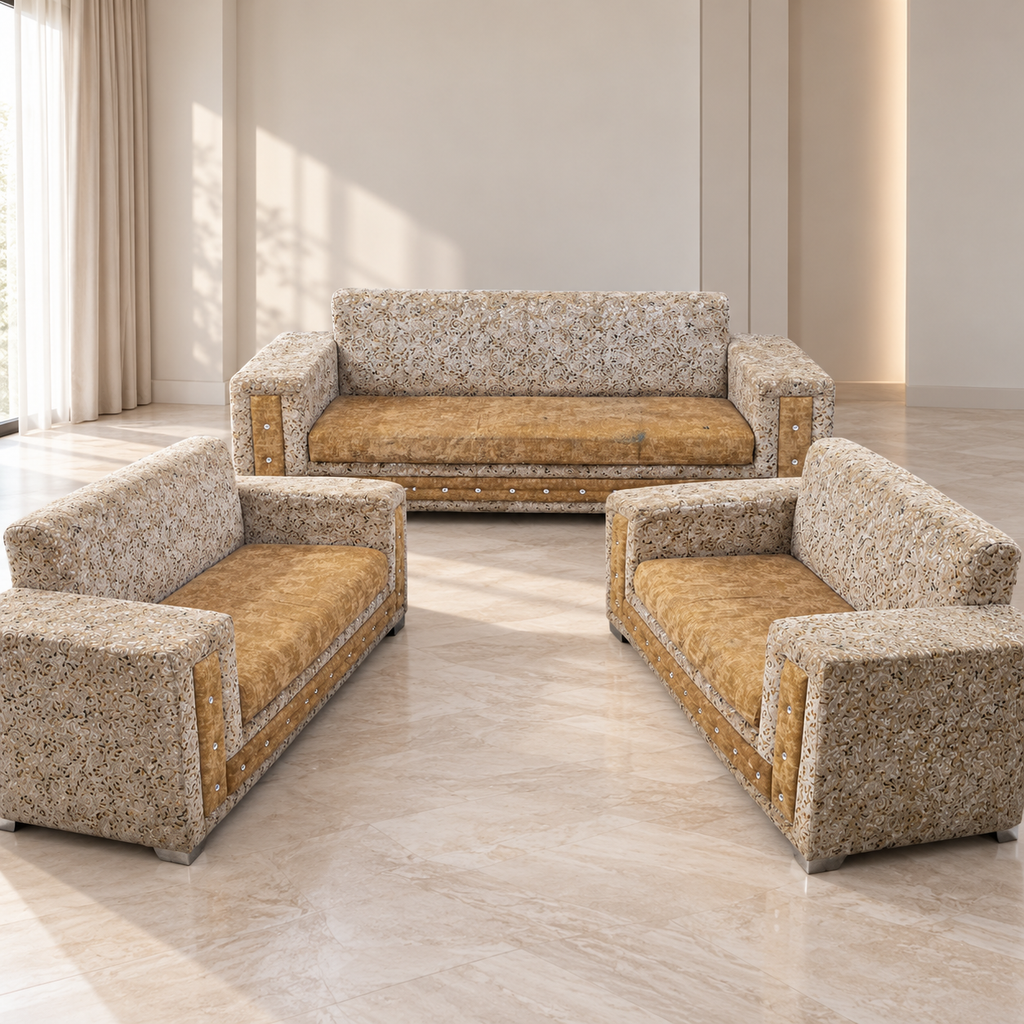 Fabric Sofa Set with Solid-Wood Frame, 7 Seats (Seller) - giveasy hero