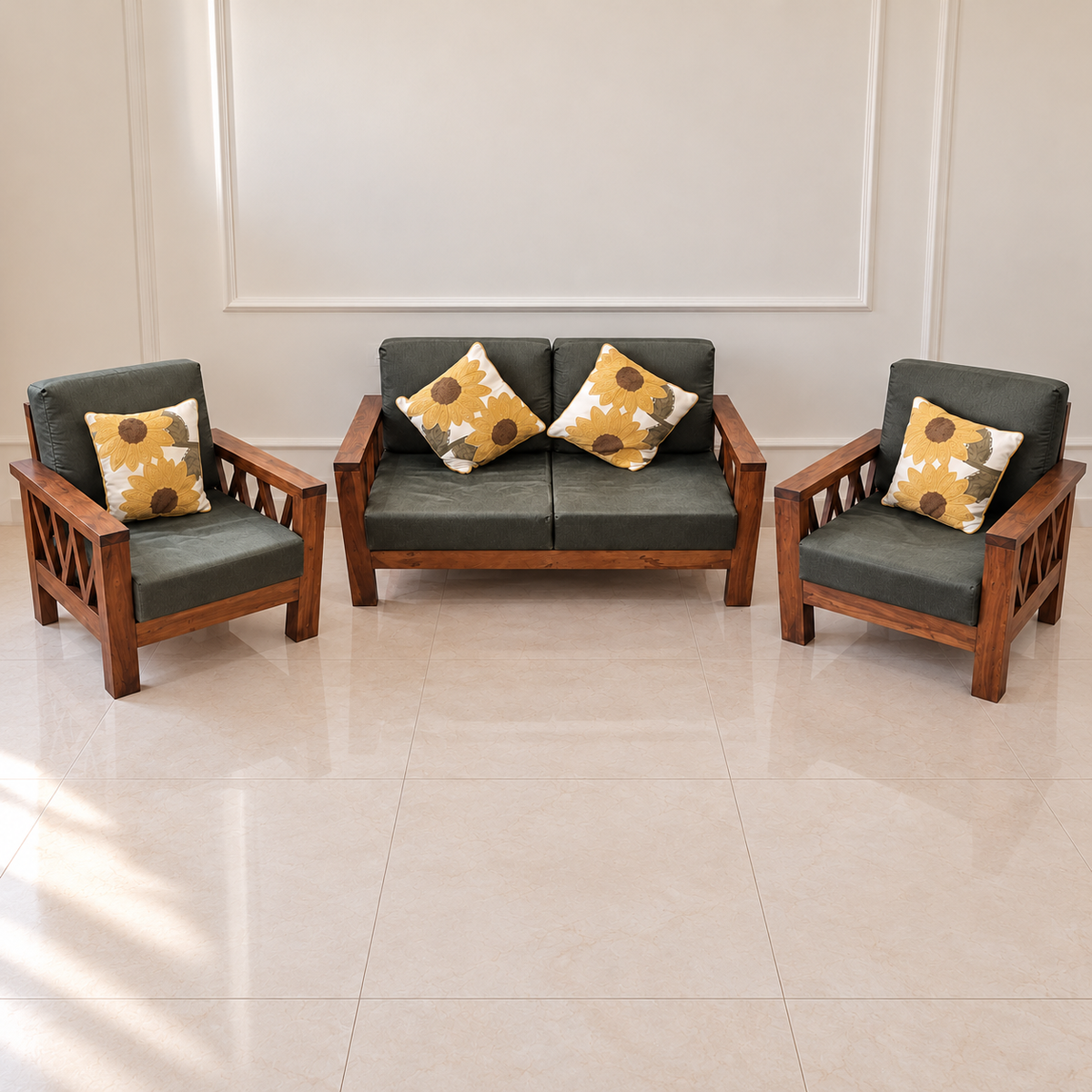 Timber Guy Sheesham Wood Sofa Set, 2+1+1 - giveasy hero