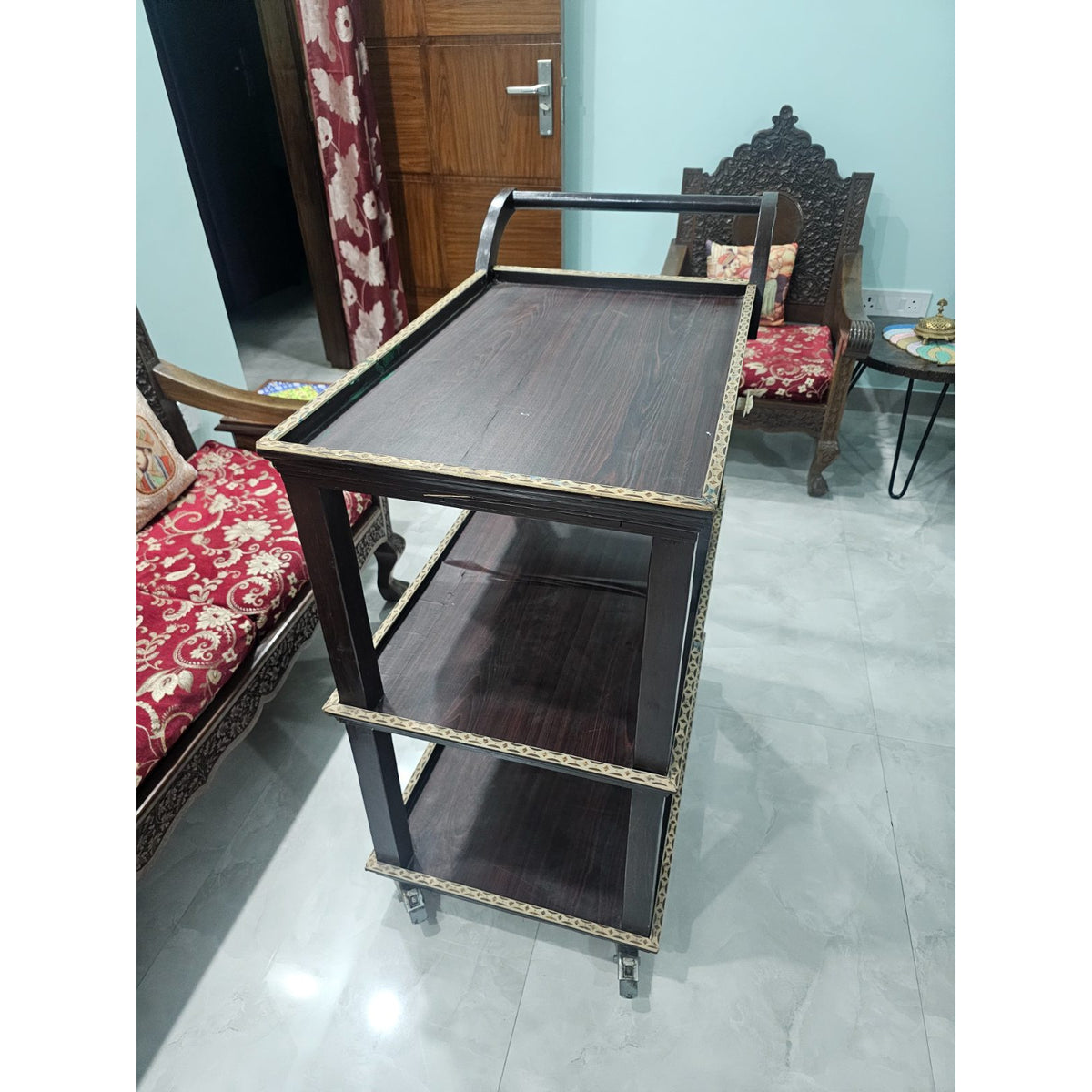 Wooden Three-Tier Bar Trolley - seller photo 2