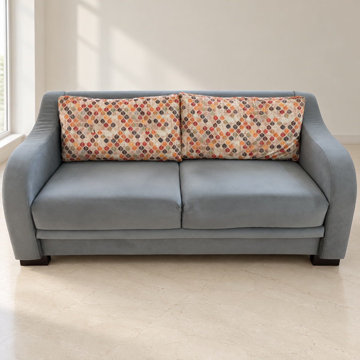 Krishna Furnishings grey fabric 3-seater sofa - hero