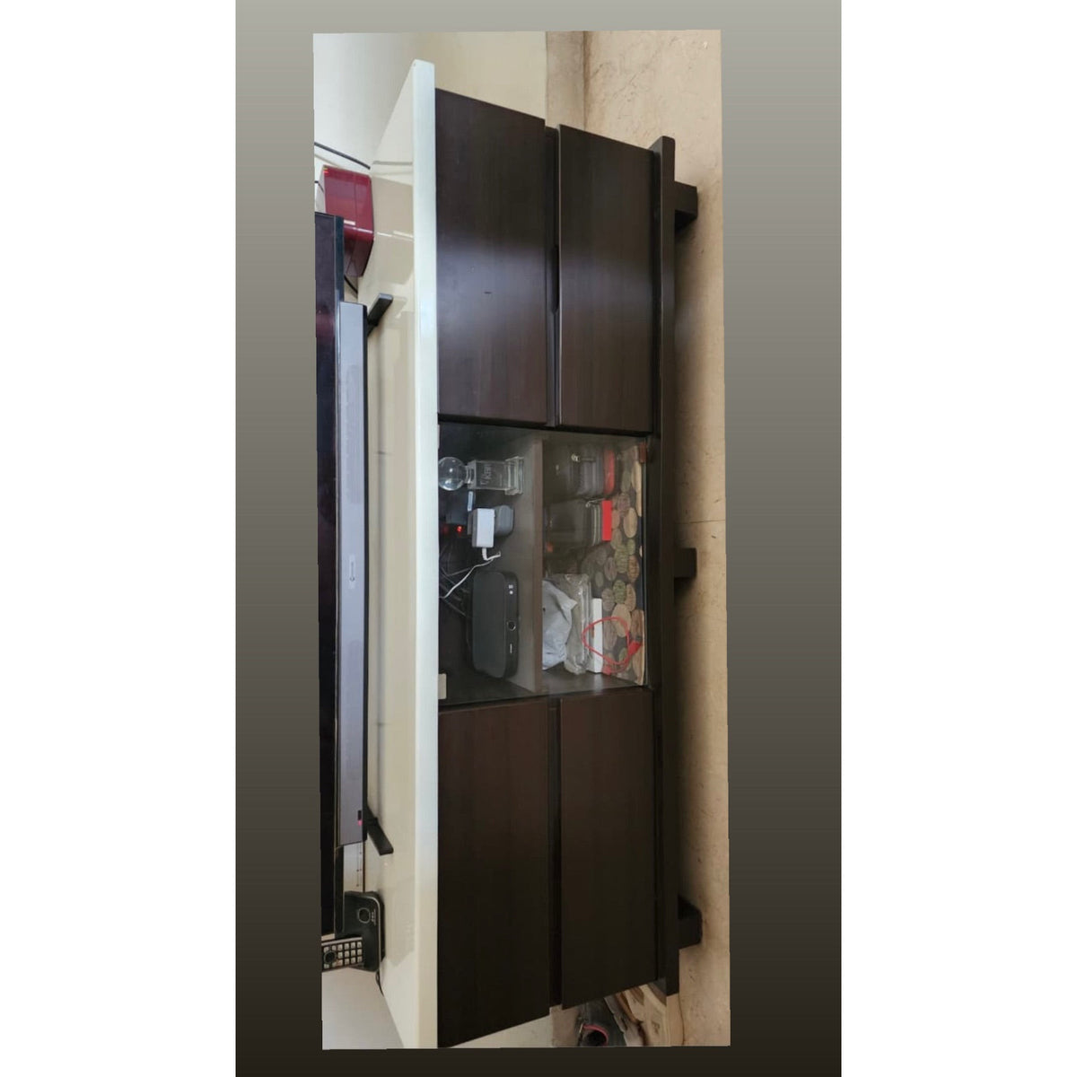 MDF TV Cabinet with Glass Storage - photo 2