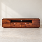 Urban Ladder Wooden TV Console with Drawers — photographed resale item in a neutral room