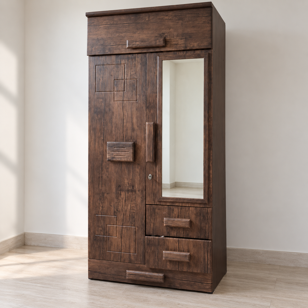 2-Door Wardrobe with Mirror, Drawers and Loft — photographed resale item in a neutral room