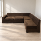 Brown Fabric L-Shaped 7-Seater Sofa — photographed resale item in a neutral room