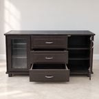 Wenge TV Unit with Drawers and Glass Door Cabinet — product hero