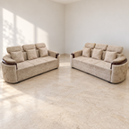 Set of 2 Cream Fabric 3-Seater Sofas — product hero