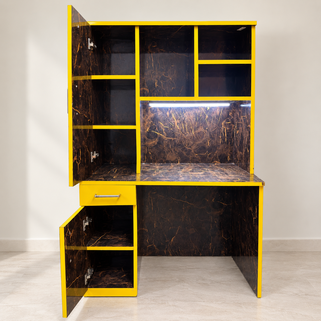 Study Table with Hutch, Cupboards and LED Light — product hero