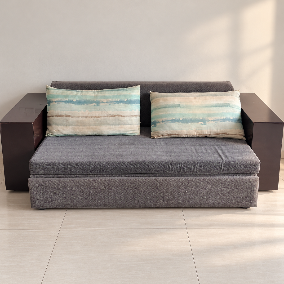 Wooden Pull-Out Sofa Cum Bed with Storage