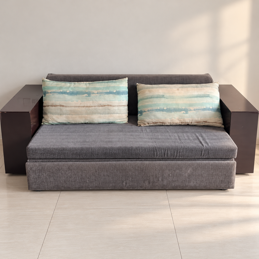 Wooden Pull-Out Sofa Cum Bed with Storage