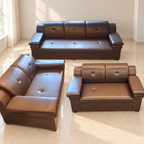 3+2+2 Brown Leatherette Sofa Set