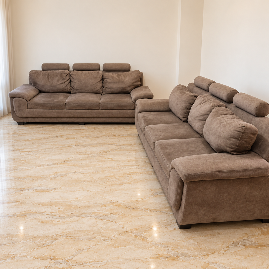 3+3 Brown Fabric Sofa Set