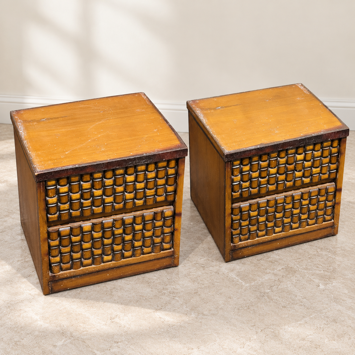 Teak Bedside Tables, Set of 2