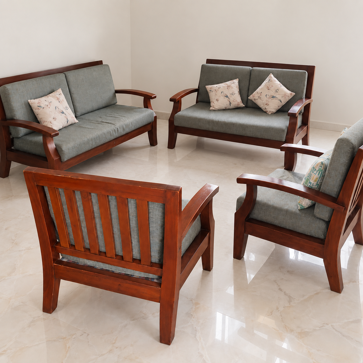 Four-piece Burma teak sofa set