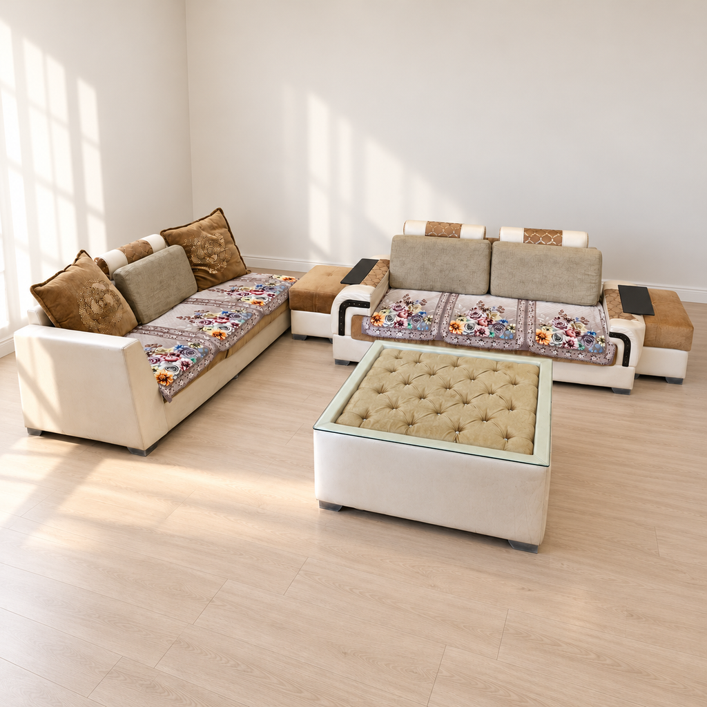 3+2 sofa set, two pouffes and centre table - Noida