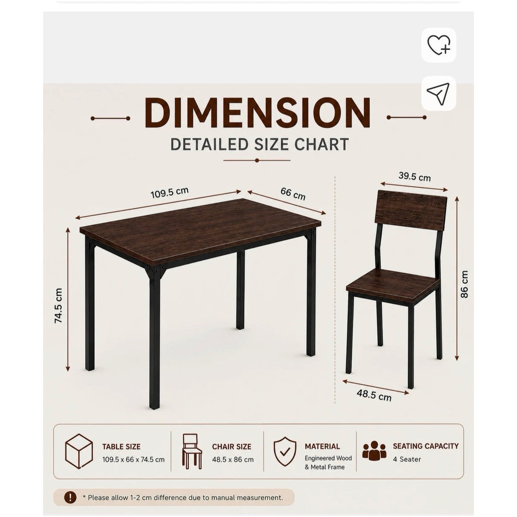 Packed 4-Seater Dining Table and Chair Set seller photo 2