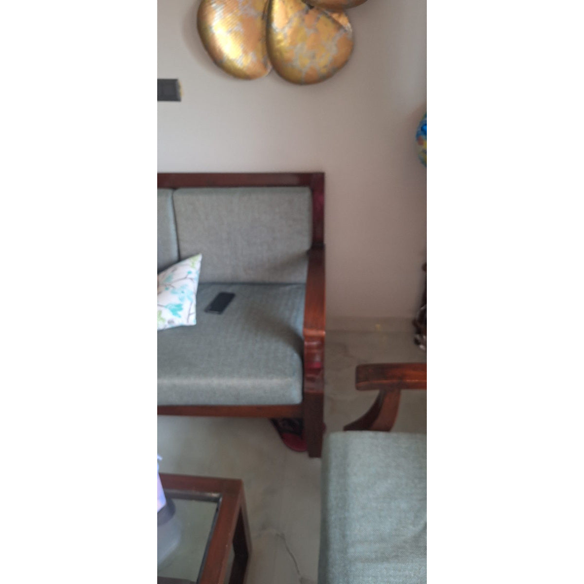 Burma Teak Sofa Set with Refurbished Fabric seller photo 1