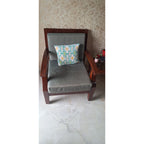 Burma Teak Sofa Set with Refurbished Fabric seller photo 6