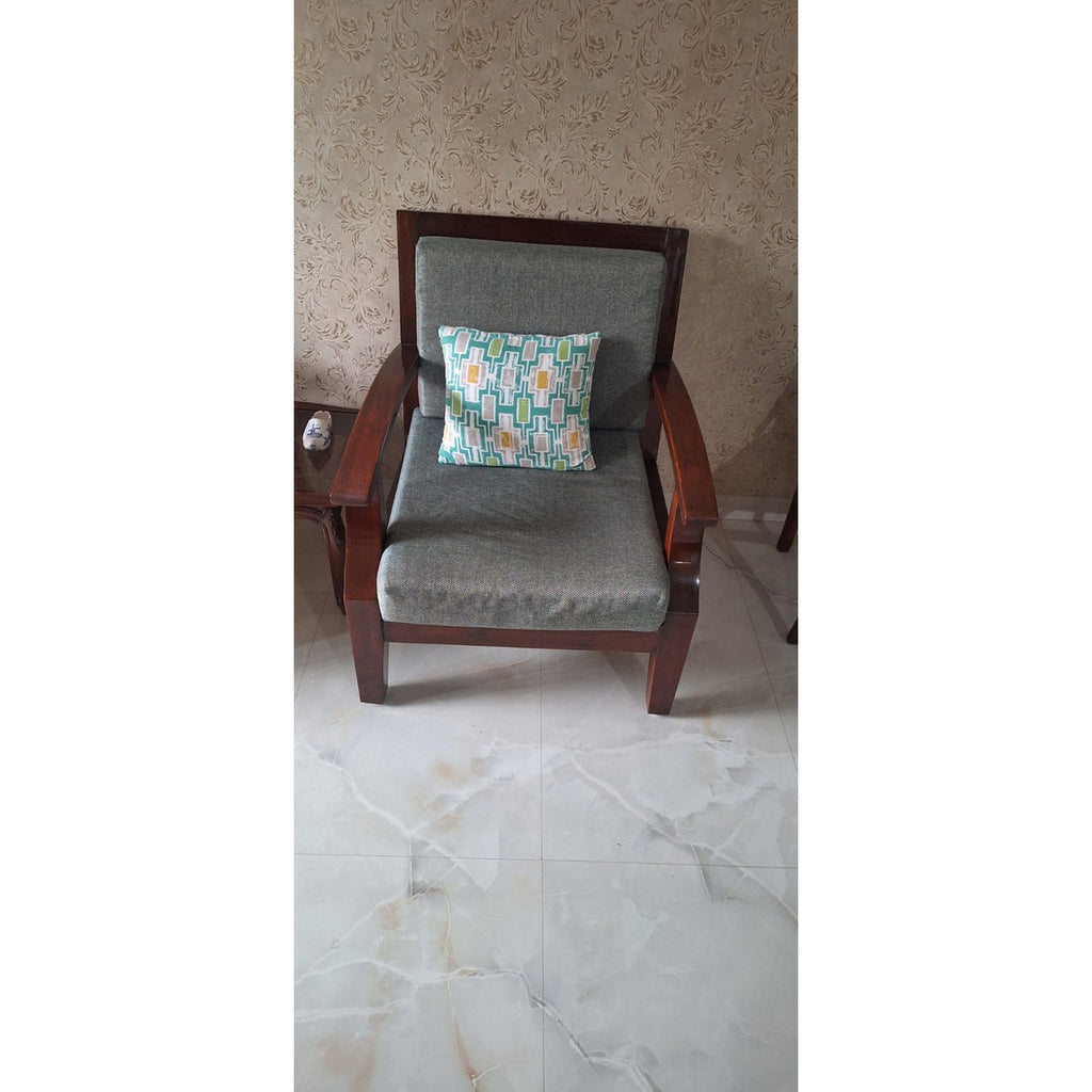 Burma Teak Sofa Set with Refurbished Fabric seller photo 7