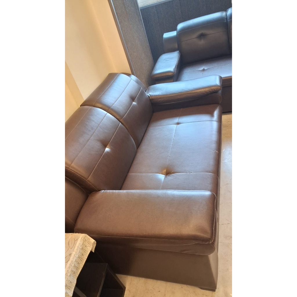 3+2+2 Brown Leatherette Sofa Set - photo 1