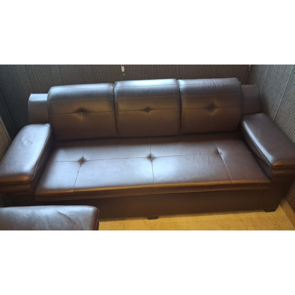 3+2+2 Brown Leatherette Sofa Set - photo 2