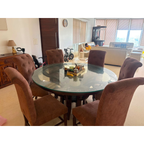 Round Glass-Top Dining Table with 6 Chairs - photo 1