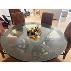 Round Glass-Top Dining Table with 6 Chairs - photo 2