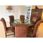 Round Glass-Top Dining Table with 6 Chairs - photo 3