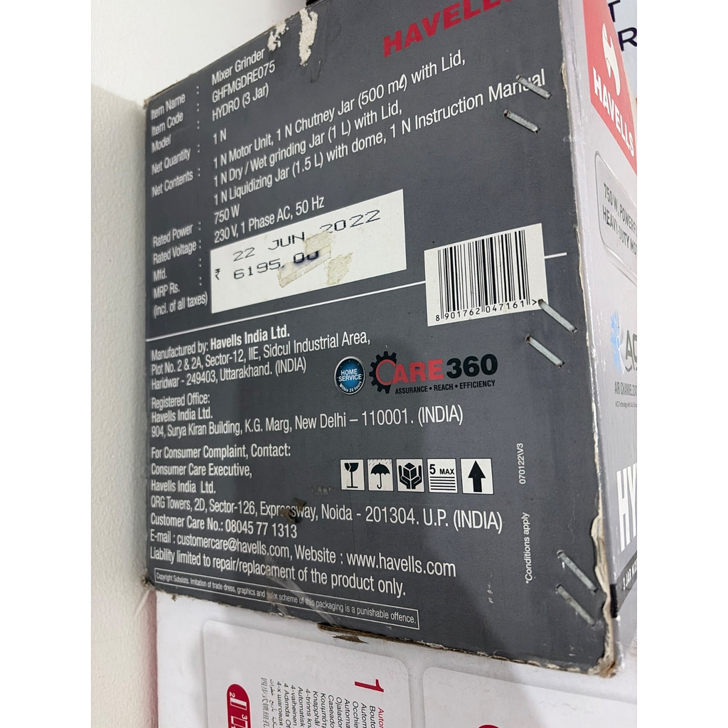 Havells Hydro 750W Mixer Grinder, Boxed - photo 2