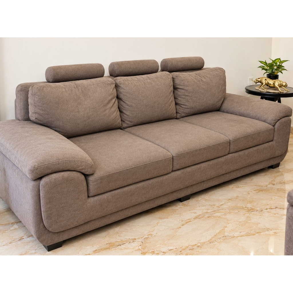 3+3 Brown Fabric Sofa Set - photo 1