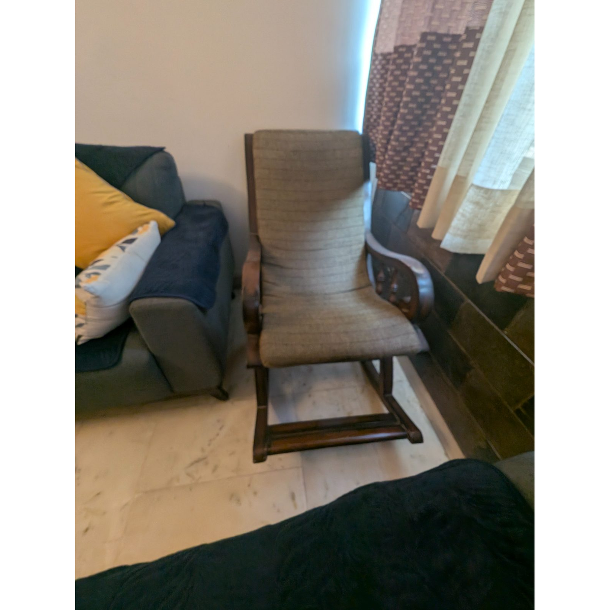 Upholstered Wooden Rocking Chair - photo 3