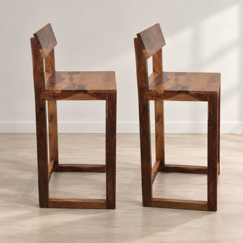 Giveasy hero — two matching wooden bar chairs