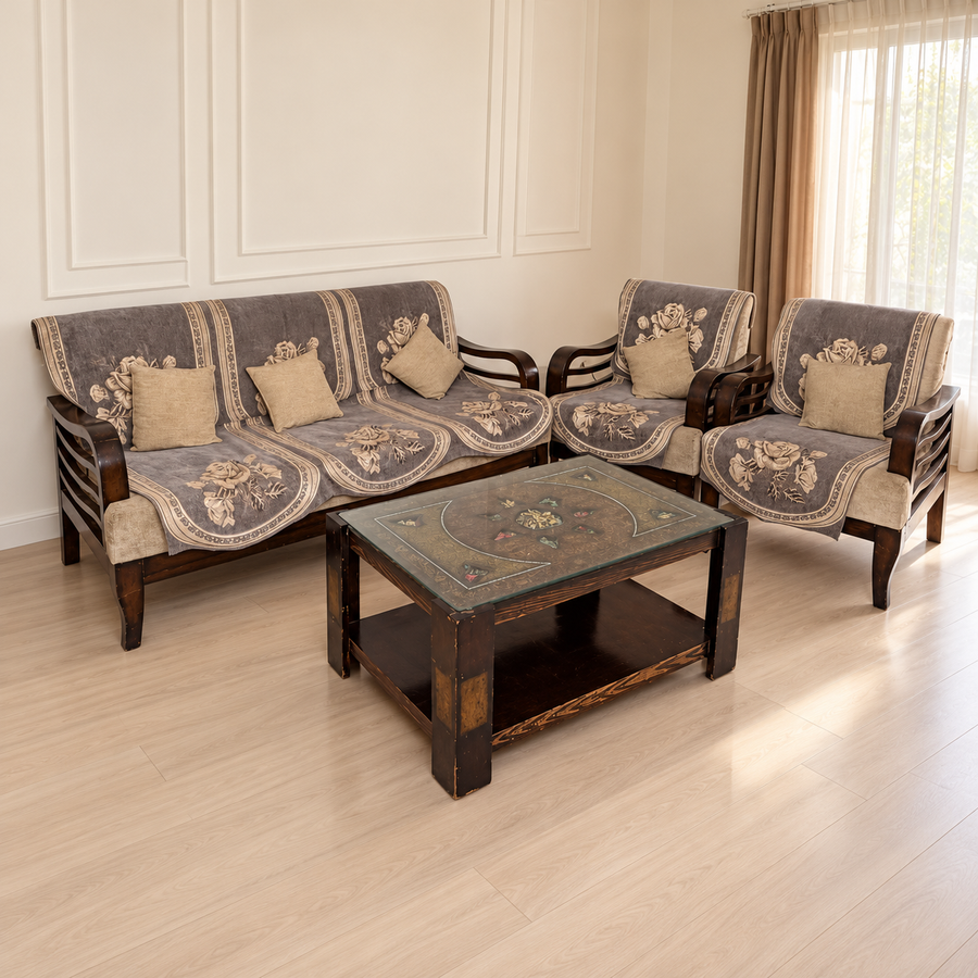 wooden 3 1 1 sofa with table